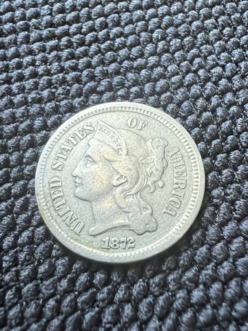 1872 Three Cent Nickel 3c VG Cover