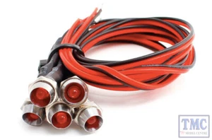 LED-RDCP DCC Concepts Red Chrome Mount Common & Pre-Wired LEDs (6) - Picture 1 of 1