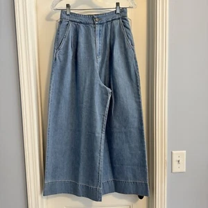 Pantaloni jeans pieghettati vita alta gamba ultra larga piccoli MIOU MUSE Y2K mamma retrò nuovi - Foto 1 di 9