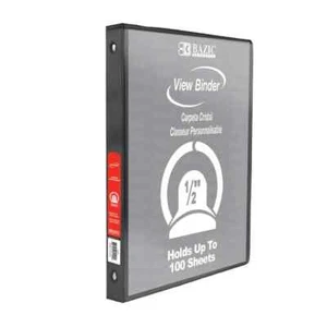 Case of 12 Binders 1/2" Black 3-Ring w/ 2 Pockets NEW Durable Organizing Folder - Picture 1 of 2