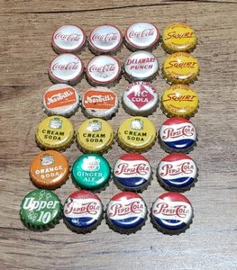 Vtg Mix Lot 24 Cork Lined Soda Bottle Caps Coke Pepsi Canada Dry - Picture 1 of 9