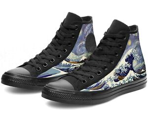 Great Wave x Starry Night Custom Converse High Top Sneakers