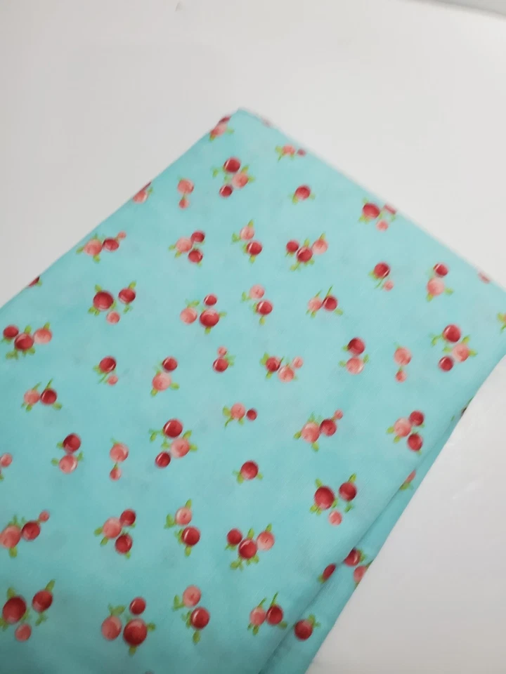 Bonnie & Camille Fabric Ruby Rosebud Moda Floral Aqua Sew OOP FAT QUARTER ARTER - Image 1 of 1