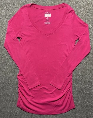 Old Navy Tee Dri Fit Athletic Cut Long Sleeve TShirt V-Neck Pink Womens Medium - Image 1 of 4