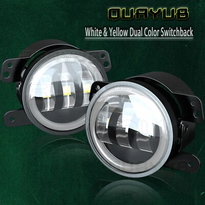 Par de luces antiniebla LED redondas de 4 pulgadas blancas amarillas para Dodge Magnum 2005~2008 Foto 1 de 4