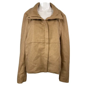 GAP Mantel Jacke Damen Gr. XL beige Wolle durchgehender Reißverschluss Mantel Taschen - Bild 1 von 10