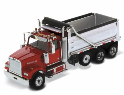 Western Star 4900 Dump Truck - Red/Silver Diecast Masters 1:50 Scale #71067 - Image 1 of 3