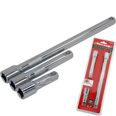 Neilsen 3pc 1/2" Drive Socket Extension Bar Set 75mm 150mm 250mm Extra Long - Image 1 of 3