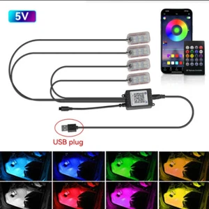 LED Light Car Interior Accessories Atmosphere Lights Lamp w/ Remote Control Set - Imagen 1 de 12