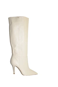 ¡Nuevo! Bota alta Larroudé talla 9 Kate en cuero blanco roto DD497 - Imagen 1 de 6