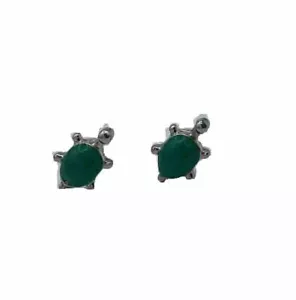 Miniature Small Tiny Turtle Tortoise Turquoise Color Blue Green Silver Earrings - Picture 1 of 5