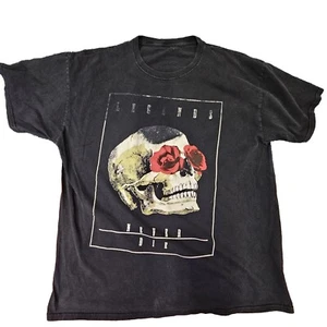 Legends Never Die Mens Short Sleve T-Shirt Large Graphic Skull & Roses Black g3a - Picture 1 of 7