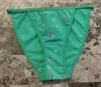 NWT AEROPOSTALE AERO GREEN PINK BLUE FLORAL COTTON BLEND STRING BIKINI PANTIES - Image 1 of 3