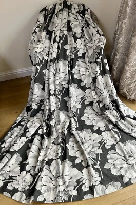 STUNNING ORIGINAL LAURA ASHLEY HERMOINE CHARCOAL BESPOKE CURTAINS (pair 2) - Image 1 of 4
