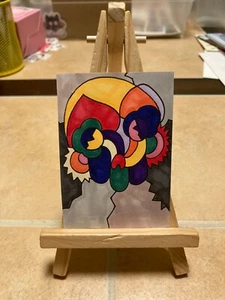 ACEO Original Mixed Media Painting Art Card ATC Skull Chelle #81 - Picture 1 of 1