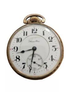 Orologio da taschino 1916 Hamilton Antico Piastra Oro Laminato 10k 992 Railroad 21J - Foto 1 di 9