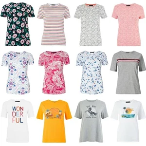 New Womens T-Shirt Top Cotton Short Sleeve Crew Neck T Shirt Tee Ex Famous Store - Picture 1 of 15