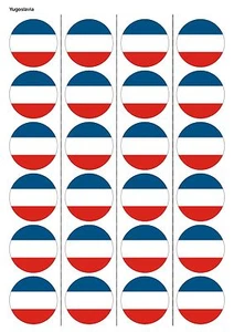24X PRECUT YUGOSLAVIA FLAG BIRTHDAY EDIBLE PAPER, CUPCAKE, CAKE TOPPERS 1241 - Picture 1 of 1