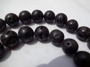 1 Strand Large Stone Lava Beads, Black Volcano Beads,10 mm - Picture 1 of 4