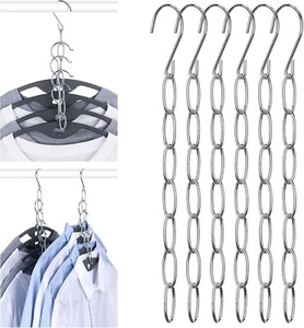 Hangers Space Saving Metal Chain Clothes Hanger Organizer with 8 Slots Magic ... - Picture 1 of 7