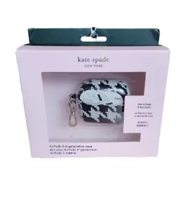 Kate Spade Houndstooth Print Airpods 3rd Generation Case with Clips to Bags NIB - Picture 1 of 2
