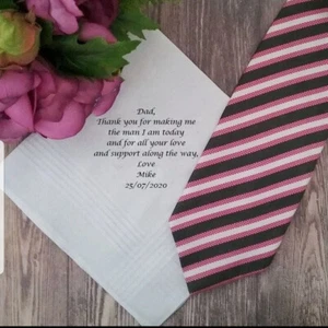 Personalised wedding handkerchief dad father groom gift ideas hankies custom msg - Picture 1 of 2