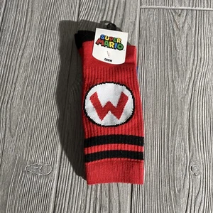 Super Mario Designed Fashion Crew Socks Mario ‘M’ Logo Single Set Adult Sz 10-13 - Picture 1 of 3
