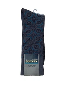 New Vintage 90s Jockey Elance Men’s Gray Printed Cotton Blend Dress Socks - Picture 1 of 2
