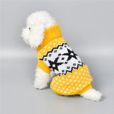 Dog Cat Warm Jumper Coat Apparel Knitwear Costume knitted Sweater Pet Clothes - Image 1 of 4