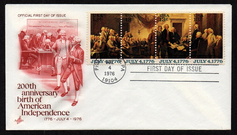 USA, SCOTT # 1691-1694, ARTCRAFT FDC COVER - BIRTH OF AMERICAN INDEPENDENCE 1976 - Image 1 of 1