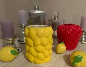 Zitronen Vase Keramik Gelb Blumen Übertopf Deko Pop Art Sommer Garten Party Krug - Bild 1 von 11