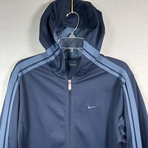 Nike Full Zip Hoodie Sweatshirt Men's Small Blue Stripes Track Suit Pockets. E - Picture 1 of 8