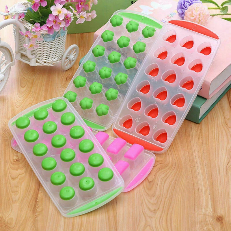3pc NEW POP OUT NON STICK ICE CUBE TRAY SOFT SILICONE PLASTIC ICE CUBE-10/18/21 - Image 1 of 4