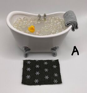 Dollhouse Miniature Claw-foot Bathtub with Bubbles and Rubber Ducky- 3 Available