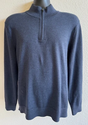 NWOT Banana Republic Baruffa Sweater Mens Large Navy Italian Merino 1/2 Zip EUC - Image 1 of 3