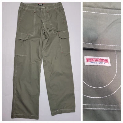 VERDADEIRA RELIGIÃO Militar SN Verde Calça Carga Feminina Tamanho 26 Streetwear Baggy Verde - Imagem 1 de 4