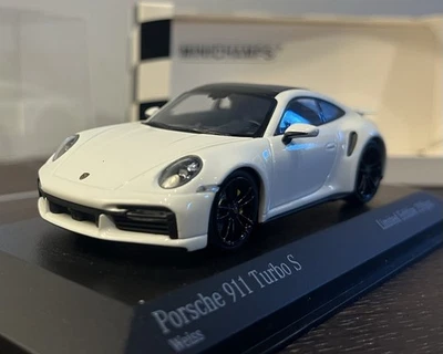 Porsche 911 Turbo S 992 Minichamps 1 43 White Weiss, Black Wheels! 1 Of 200!Rare - Immagine 1 di 4
