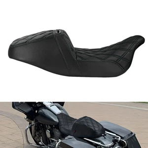 Black Diamond Front Rear Seat For Harley Road Glide / Electra Glide 1997-2007 - Foto 1 di 10