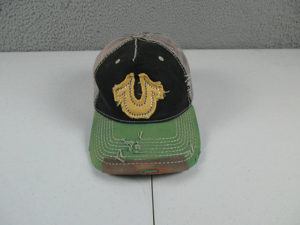 Gorra True Religion verde gris envejecida correa de cuero de herradura Foto 1 de 4