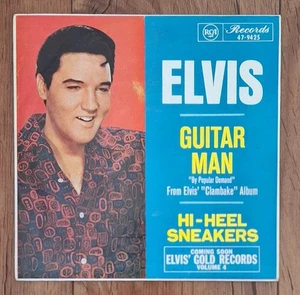 ELVIS PRESLEY GUITAR MAN RARE 1968 AUST RCA LABEL PICTURE COVER SINGLE - Picture 1 of 3