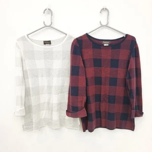 Barbour Jumpers UK 14 Womens White Grey Navy Blue Red Tartan Cotton FLT-FPL - Picture 1 of 11