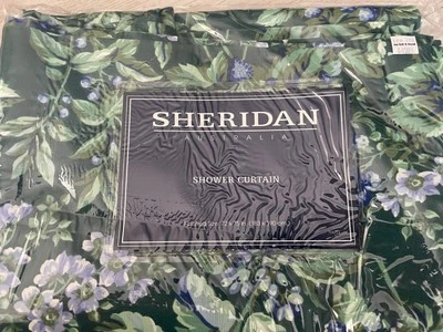 Sheridan Australia Cortina de Ducha 72"x75" Zarza Azul Bayas Flores Verdes Foto 1 de 4