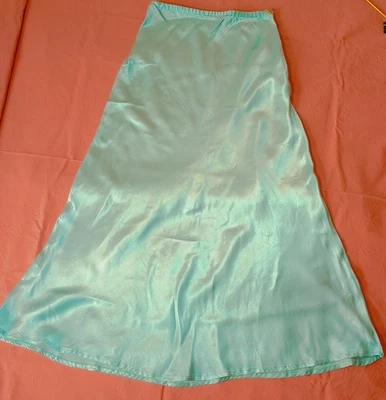 Calvin Klein sedoso maxi satinado falda océano azul mujer 8 cintura elástica fluido acampanado Foto 1 de 4