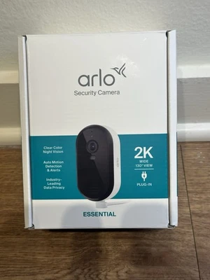 Cámara de seguridad Arlo Essential 2K (versión 2025), alimentación enchufable continua. Foto 1 de 3