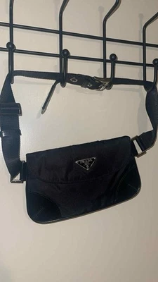 Vtg Y2K Prada Waist Pouch Black Nylon Leather Belt Bag Body Women's - Image 1 of 4