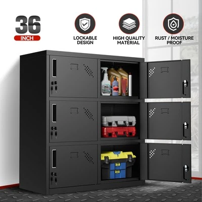 Armario de almacenamiento de metal 39x35 armario de almacenamiento 6 puertas oficina hogar negocio empleado Foto 1 de 4