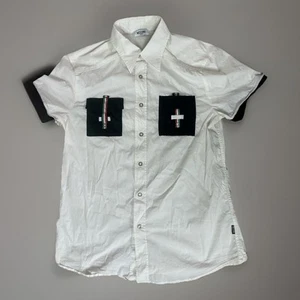 Moschino Jeans Short sleeve Shirt Stretch Snap Button Trim Made in Italy Size L - Bild 1 von 11