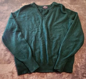 Vintage Lord Jeff Cashmere Sweater Mens Large Green Made In USA V Neck Z* - Picture 1 of 6