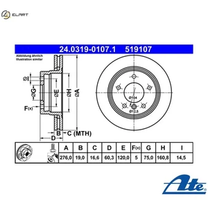 2x BRAKE DISC 24.0319-0107.1 FOR BMW N42B18A N46B18A 1.8L M43B19 1.9L N46B20 - Picture 1 of 10