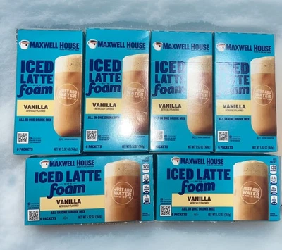 6 -VANILLA MAXWELL HOUSE ICED LATTE FOAM COFFEE Mix ☕️ 36 Packets Discontinued - Image 1 of 4